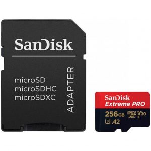 FLASH  SDXC-micro 256GB SanDisk - 170/90MB/s EXTREME PRO UHS-I Speed Class 3 V30 (SDSQXCZ-256G-GN6MA) + adapter