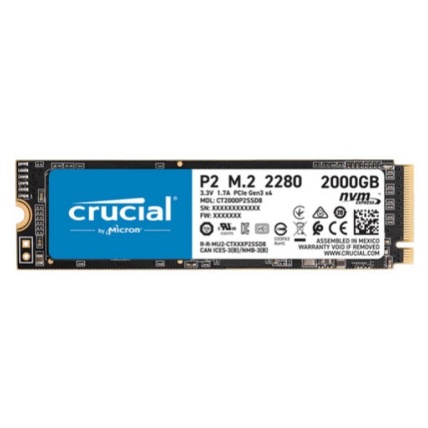 Disk SSD M.2 NVMe PCIe 3.0 2TB Crucial P2 2280 2400/1900MB/s (CT2000P2SSD8)