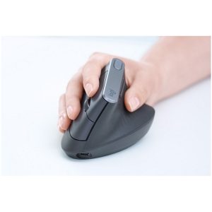 Miš Logitech brezžična + Bluetooth optična napredno ergonomska MX Vertical črna-srebrna silent Unifying USB-C (910-005448)