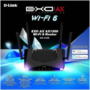 Usmerjevalnik brezžični D-link WiFi6 802.11ax AX1500 1200Mbit/s dualband MU-MIMO OFDMA 4xLAN 4x antena (DIR-X1560)
