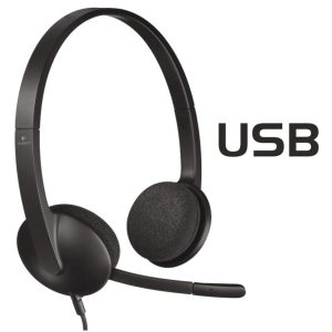 Slušalke žične Logitech naglavne z mikrofonom USB H340 Headset črne (981-000475)