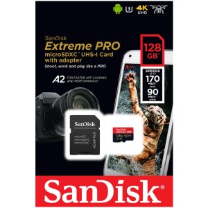 Spominska kartica SDXC-Micro 128GB Sandisk Extreme Plus 190MB/s/90MB/s U3 V30 UHS-I +adapter (SDSQXBD-128G-GN6MA)