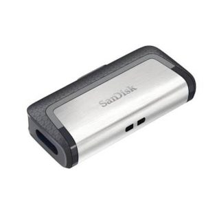 Spominski ključek 128GB USB 3.2/USB-C Sandisk Ultra Dual 150MB/s plastičen drsni srebrno-črn (SDDDC2-128G-G46)