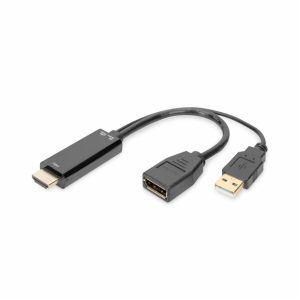 Adapter HDMI (m) => DisplayPort (ž) Digitus 4K@30Hz aktivni 20cm (AK-330101-002-S)
