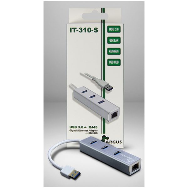 HUB USB 3.0 3portni Inter-Tech Argus IT-310 z 100/1000 Ethernet mrežnim priključkom srebrn (IT-310-S)