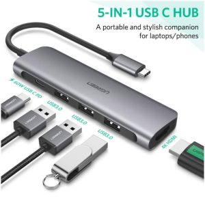 Priklopna postaja USB-C => 1x USB-C PD 3x USB 3.1 HDMI Ugreen