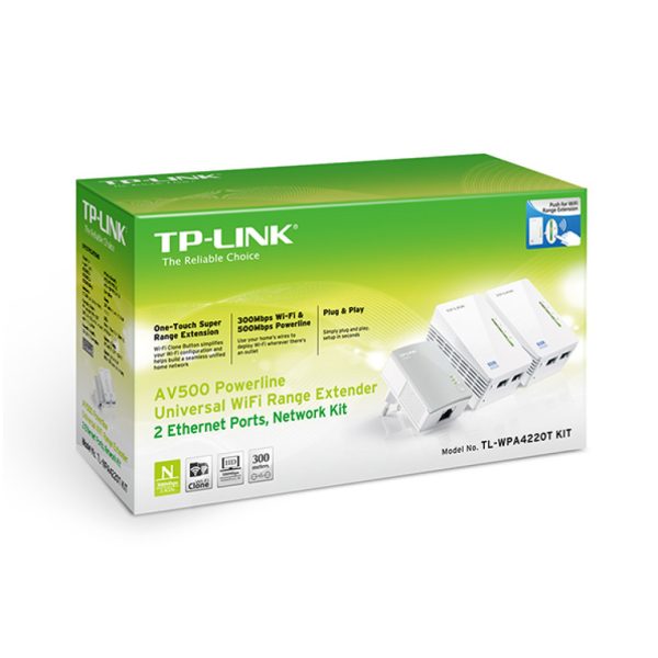 HPAV Powerline 2xLAN+1xLAN RJ45 220V TP-Link 300Mbit/s (2+1) WLAN (TL-WPA4220T KIT)