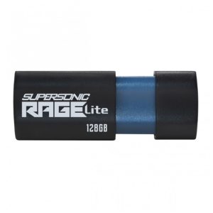 Spominski ključek 128GB USB 3.2 Patriot Supersonic Rage Lite 120MB/s gumificiran brez pokrovčka črno-moder (PEF128GRLB32U)