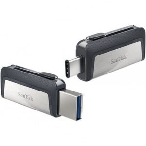 Spominski ključek 256GB USB 3.2/USB-C Sandisk Ultra Dual 150MB/s plastičen izvlečni srebrno-črn (SDDDC2-256G-G46)